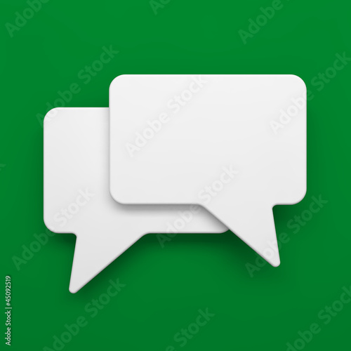 Illustration: Blank Speech Bubble on Green Background. Blank Speech Bubble on Green Background.