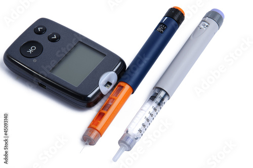 Photo: Insulin pens and glucose meter Insulin pens and glucose meter