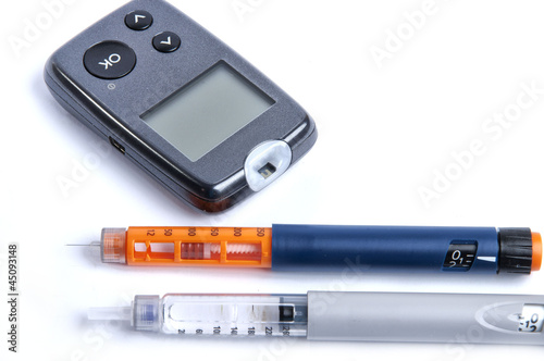 Photo: Insulin pens and glucose meter Insulin pens and glucose meter