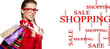 Shopping woman holding bags, isolated on white studio background