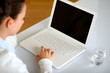 Caucasian female browsing the internet
