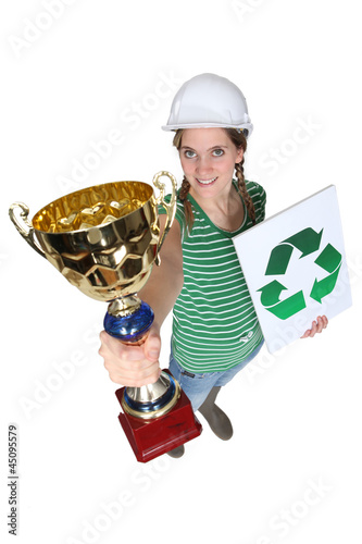 Photo: Tradeswoman receiving an award Tradeswoman receiving an award
