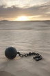 "USA, Utah, Little Sahara, ball in chain on desert"