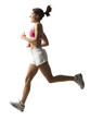 "Young woman running, studio shot"