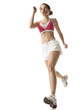 "Young woman power walking, studio shot"