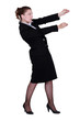 Woman placing objects on the wall