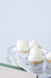 "USA, California, San Francisco, cupcakes with frosting on silver plate"