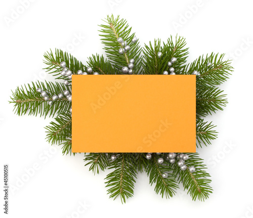 Photo: Christmas decoration with greeting card Christmas decoration with greeting card