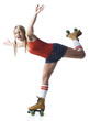 Portrait of young woman roller skating