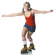 Portrait of young woman roller skating
