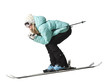 "Young woman skiing, studio shot"