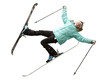 "Portrait of young woman in skiwear, Lying down"