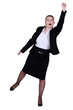 Businesswoman reaching into the air