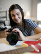 USA, Utah, Orem, Portrait of teenage girl (16-17) holding camera