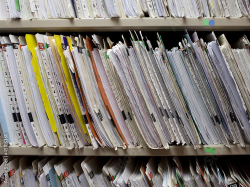 Photo: USA, Utah, Payson, Medical records on shelf USA, Utah, Payson, Medical records on shelf