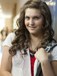 "USA, Utah, Spanish Fork, Portrait of school girl (14-15) in corridor"