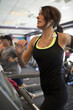 "USA, Utah, Draper, Woman exercising on treadmill"