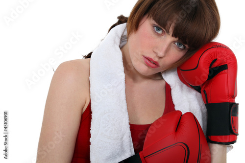 Photo: A female boxer A female boxer