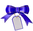 Illustration: Blue Christmas bow with label Blue Christmas bow with label