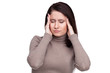 Foto: Unhappy young woman with bad headache. Awful migraine Unhappy young woman with bad headache. Awful migraine
