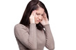Foto: Unhappy young woman with bad headache. Awful migraine Unhappy young woman with bad headache. Awful migraine