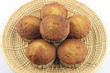 Photo: Banana cake stacked on the wicker plates Banana cake stacked on the wicker plates