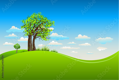 Vector: Summer background with tree Summer background with tree