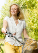 happy young woman on the bicycle