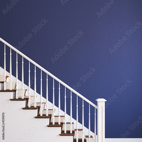 Illustration: White stairway. White stairway.