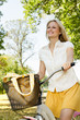 happy young woman on the bicycle