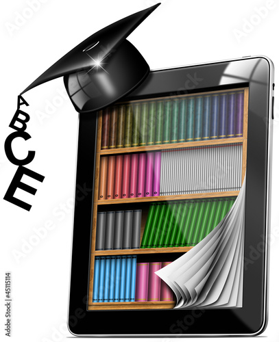 Illustration: Tablet Bookcase Graduation Hat Tablet Bookcase Graduation Hat