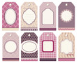 8 Retro Hangtags Pink/Purple/Beige