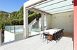 beautiful house, modern style, view from the patio