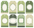 8 Retro Hangtags Green/Beige