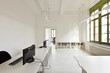 Photo: interior old building, office with modern white furniture interior old building, office with modern white furniture