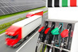 Gas station and motion blurred trucks. Environmental concept.