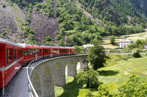 Photo: Swiss mountain train Bernina Express Swiss mountain train Bernina Express