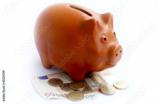 Photo: Piggy bank with euros Piggy bank with euros