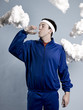 man in a blue tracksuit