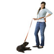 woman walking dog