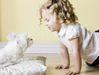 little girl with dog
