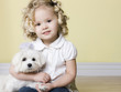 little girl with dog
