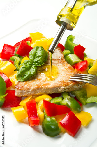 Photo: fried tuna fillet with pepper fried tuna fillet with pepper