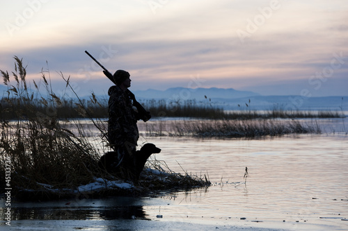 Photo: man and his dog duck hunting man and his dog duck hunting