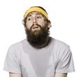 bearded man wearing a headband