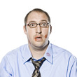 businessman with lipstick kisses on his shirt