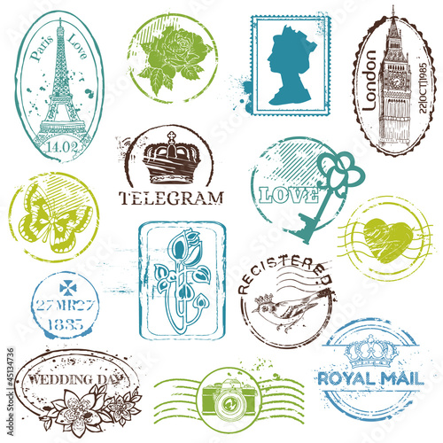 Vector: Vintage Rubber Stamp Collection - for your design, scrapbook Vintage Rubber Stamp Collection - for your design, scrapbook