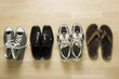 four pairs of shoes