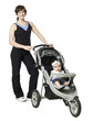 woman pushing her baby in a stroller