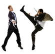 two businessmen fighting